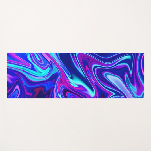 Trendy neon blue pink turquoise Abstract  ヨガマット (正面(横))