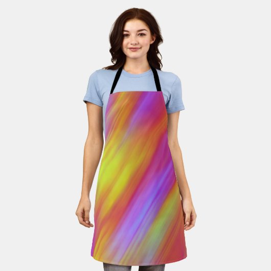 Trendy Neon Bright Red Pink Yellow Abstract  エプロン (着用した状態)