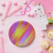 Trendy Neon Bright Red Pink Yellow Abstract  ペーパープレート (パーティー)