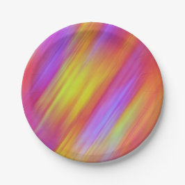 Trendy Neon Bright Red Pink Yellow Abstract  ペーパープレート