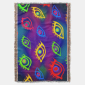 Trendy Neon Colorful Eyes Pattern スローブランケット (正面縦)