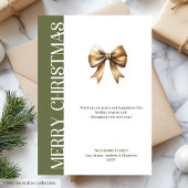 Trendy Neutral Christmas Bow Greeting Card Design シーズンカード