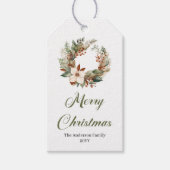 Trendy Neutral Christmas Wreath Elegant Gift Tag ギフトタグ (正面)