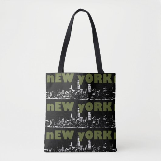 Trendy New York City NYC Night Skyline トートバッグ (正面)