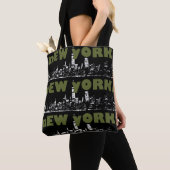 Trendy New York City NYC Night Skyline トートバッグ (クローズアップ)