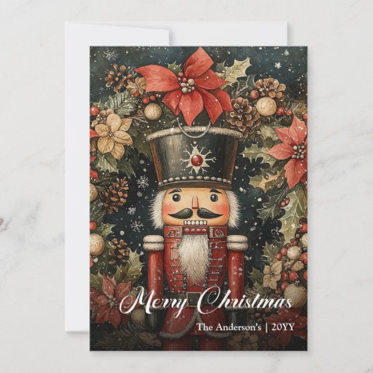 Trendy nostalgic Christmas nutcracker printable シーズンカード (正面)