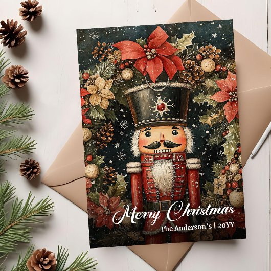 Trendy nostalgic Christmas nutcracker printable シーズンカード