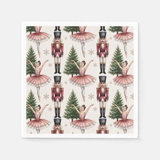 Trendy Nutcracker and Ballerina ballet dancer スタンダードカクテルナプキン (正面)