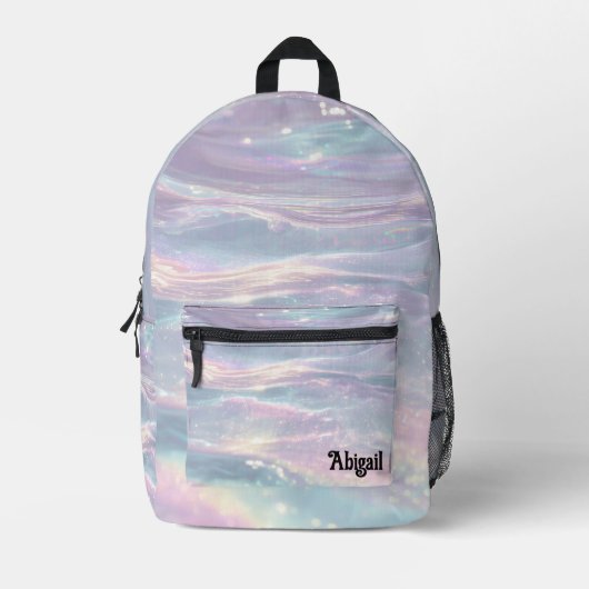 Trendy Opal Iridescent Holographic School Backpack プリントバックパック (正面)