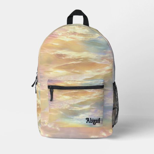 Trendy Opal Iridescent Holographic School Backpack プリントバックパック (正面)
