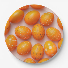 Trendy Orange Easter Eggs Pattern Paper ペーパープレート