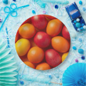 Trendy orange&yellow Easter Eggs Pattern Paper ペーパープレート (パーティー)