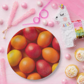 Trendy orange&yellow Easter Eggs Pattern Paper ペーパープレート (パーティー)