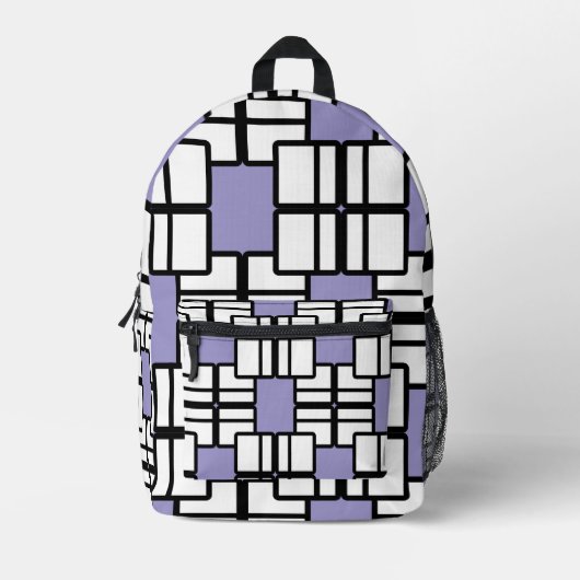 Trendy Pale Purple Geometric Backpack プリントバックパック (正面)