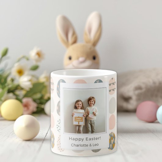 Trendy Pastel Easter Photo Mug | Personalized コーヒーマグカップ