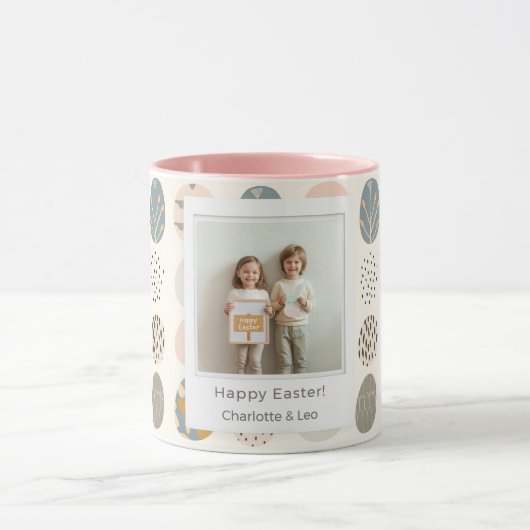 Trendy Pastel Easter Photo Mug | Personalized マグカップ (中央)