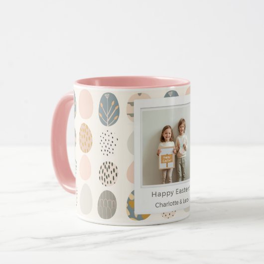 Trendy Pastel Easter Photo Mug | Personalized マグカップ (正面左)