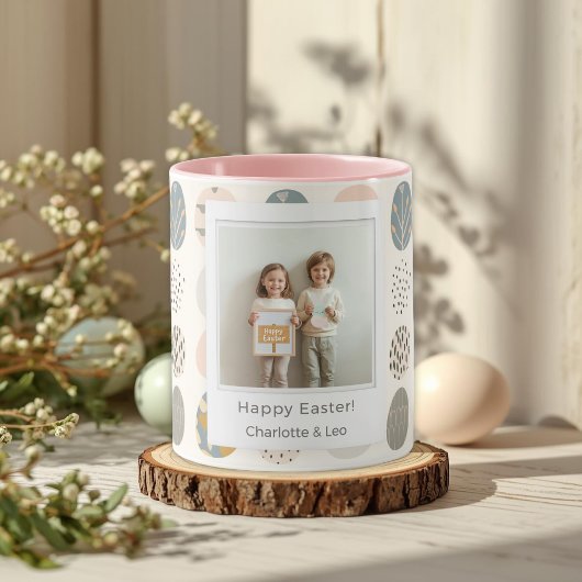 Trendy Pastel Easter Photo Mug | Personalized マグカップ