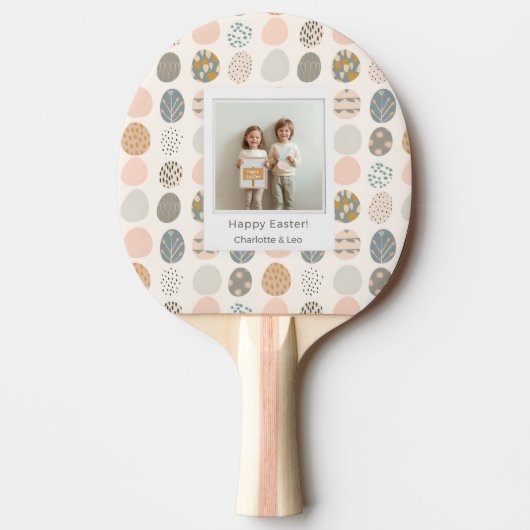 Trendy Pastel Easter Photo Paddle | Personalized 卓球ラケット (正面)