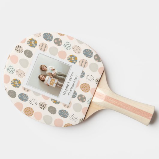 Trendy Pastel Easter Photo Paddle | Personalized 卓球ラケット (横)