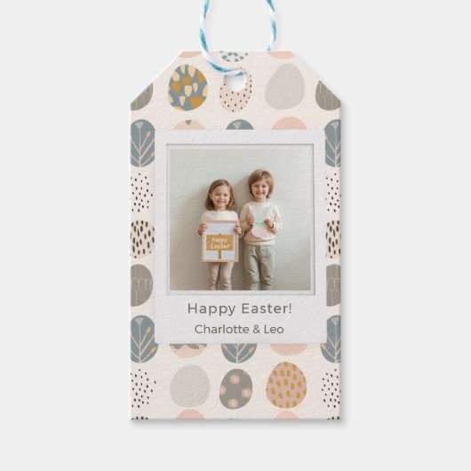 Trendy Pastel Easter Photo | Personalized ギフトタグ (正面)