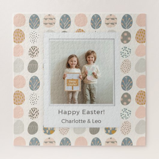 Trendy Pastel Easter Photo Puzzle | Personalized ジグソーパズル (縦)