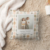 Trendy Pastel Easter Photo Throw Pillow | Personal クッション (ブランケット)