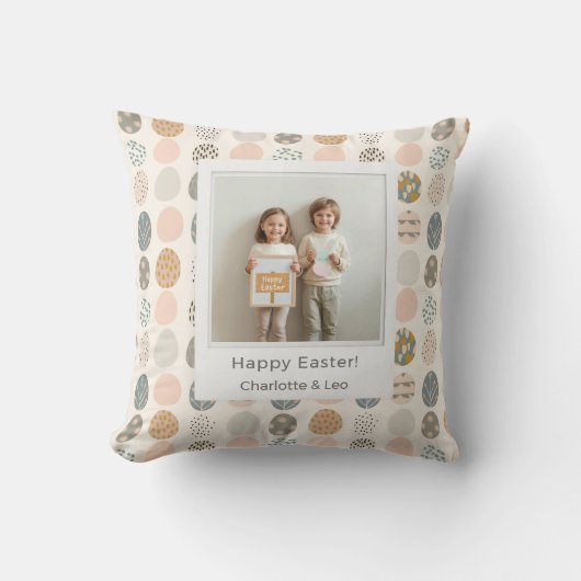 Trendy Pastel Easter Photo Throw Pillow | Personal クッション (正面)