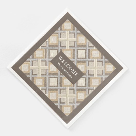 Trendy Pastel Napkins Custom Name Chic Geometry (コーナー)