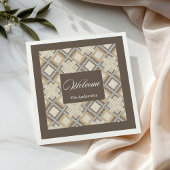 Trendy Pastel Napkins Custom Name Chic Geometry