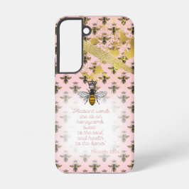 Trendy Pastel Pink Bee Matrix Christian Queen Bee Samsung Galaxy S22ケース