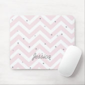Trendy Pastel Pink Chevron Dotty Personalised マウスパッド (マウス)
