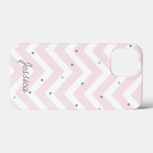 Trendy Pastel Pink Chevron Dotty Personalised Case-Mate iPhoneケース (裏面 (横))