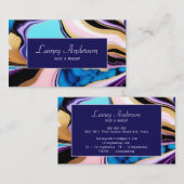 Trendy pastel purple pink blue Gold faux marble 名刺 (正面/裏面)