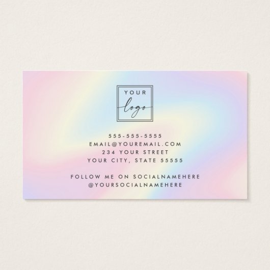 Trendy pastel rainbow logo stud earring display (裏面)