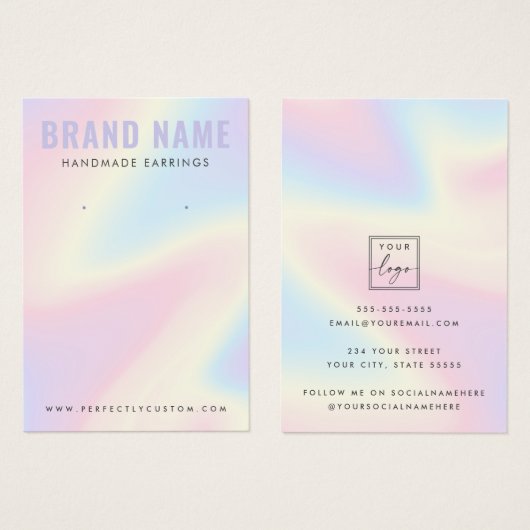 Trendy pastel rainbow modern earring display card (正面&裏面)
