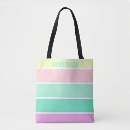 Trendy Pastel Stripes Personalized トートバッグ