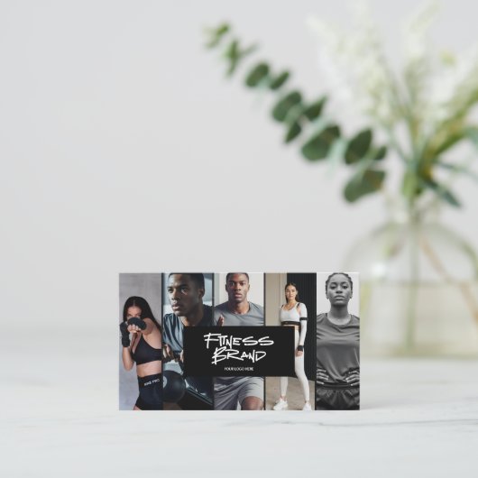 Trendy Personal Trainer Fitness Photo Collage 名刺 (スタンド正面)