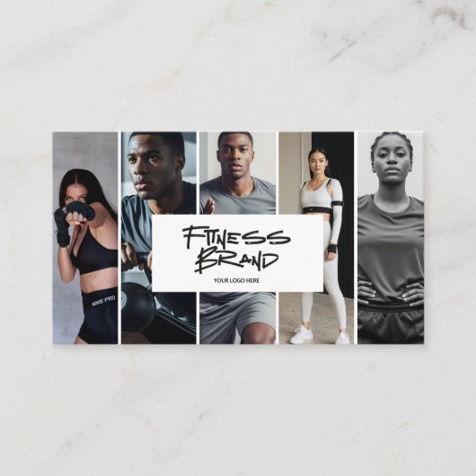 Trendy Personal Trainer Fitness Photo Collage 名刺 (正面)