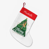 Trendy Personalized Ballerina Christmas Tree  スモールクリスマスストッキング (正面 (吊り時))