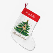 Trendy Personalized Ballerina Christmas Tree  スモールクリスマスストッキング (正面 (吊り時))