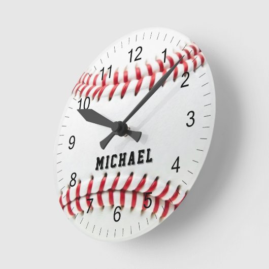 Trendy Personalized Baseball Name  ラウンド壁時計 (傾斜)