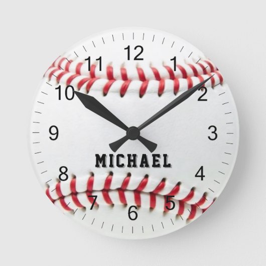 Trendy Personalized Baseball Name  ラウンド壁時計 (正面)