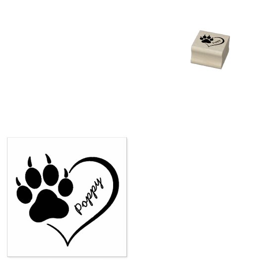 Trendy Personalized Cat Pet Paw Heart Print        ラバースタンプ (押印)
