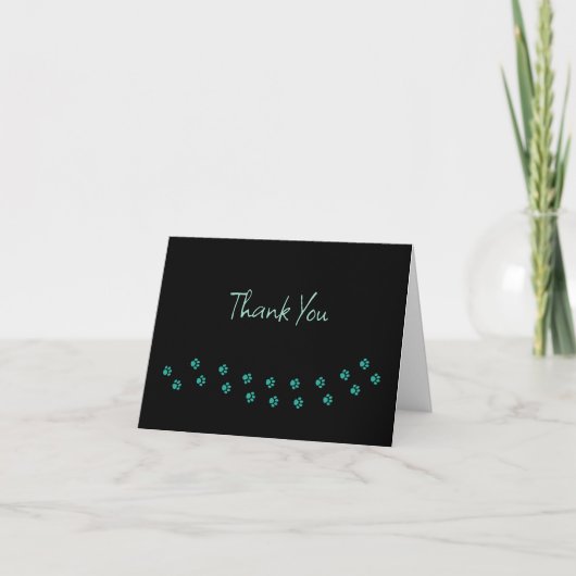 Trendy Pet Theme Thank You Cards Paw Prints サンキューカード (正面)