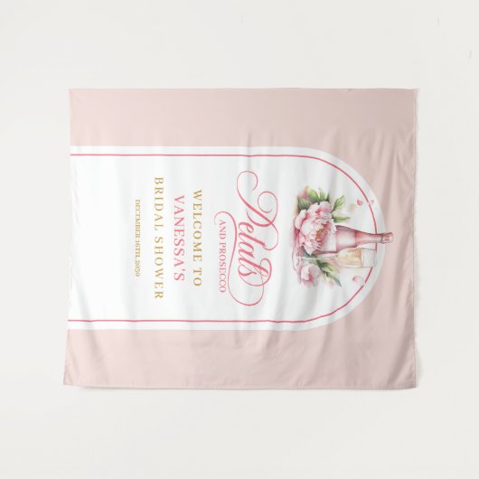 Trendy petals and prosecco celebration backdrop タペストリー (正面(横))