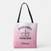 Trendy Pickleball Princess Pink Ombre with Crown トートバッグ (裏面)