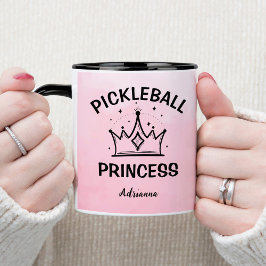 Trendy Pickleball Princess Pink Ombre with Crown マグカップ