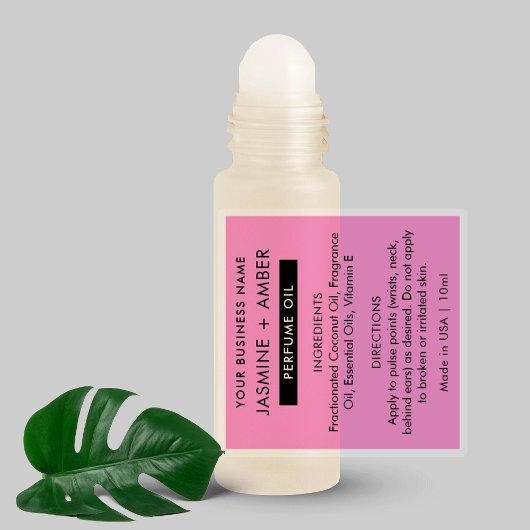 Trendy Pink 10ml Perfume Oil Roll On Bottle Labels シール