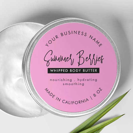 Trendy Pink & Black Lotion Scrub Cosmetic Jar Lid ラウンドシール